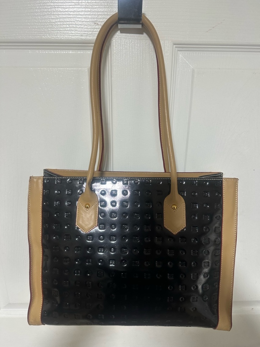 Arcadia Black and Tan Patent Tote NWOT
